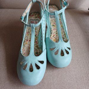 Bettie Page Posey T-Strap Heels in Mint